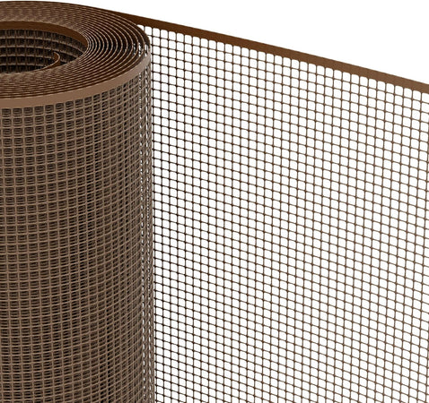 Rete Di Protezione 'Quadra' 1,0X50 Mt - Colore Marrone Rete Protettiva In Plastica A Maglia Quadrata Per Balconi, Cancelli E Recinzioni