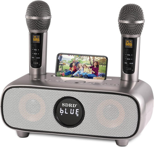 Altoparlante Bluetooth per karaoke, karaoke con 2 microfoni wireless UHF