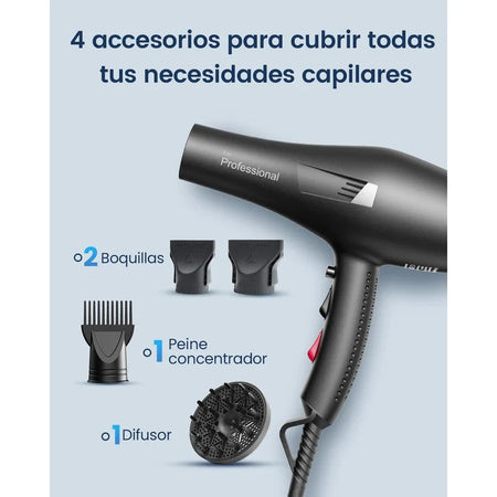 Asciugacapelli Professionale con Ioni 2400W Rapida Salon Phon per Capelli