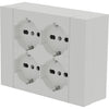 Multipresa Da Parete Esterna 4 Prese Schuko Bianca Con Scatola Di Supporto Per Installazioni Superficiali, Compatibile Con Tutte Le Scatole Da Incasso 3 Posti (Muratura O Cartongesso)