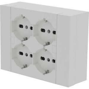 Multipresa Da Parete Esterna 4 Prese Schuko Bianca Con Scatola Di Supporto Per Installazioni Superficiali, Compatibile Con Tutte Le Scatole Da Incasso 3 Posti (Muratura O Cartongesso)