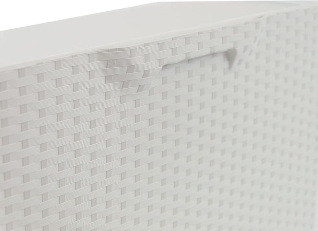 Scarpiera Modulare Rattan In Plastica Bianco Cm 51X17,3 H.Cm 40,1 Agganciabile, Componibile E Incastrabile