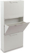 Scarpiera Modulare Rattan In Plastica Bianco Cm 51X17,3 H.Cm 40,1 Agganciabile, Componibile E Incastrabile