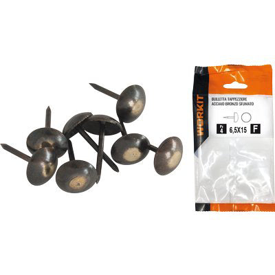 Bulletta Tappezziere Self Workit - Acciaio Bronzo Sfumato Mm 6,5X15 Cf=Pz 12- 5 Confezioni