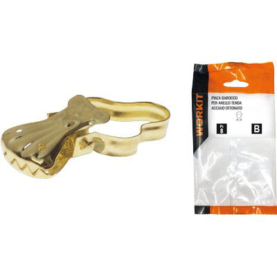 Pinza Barocco X Anello Tenda Self Workit - Acciaio Ottonato + Arco Cf=Pz 8- 2 Confezioni