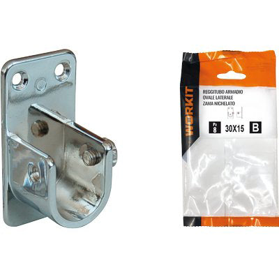 Reggitubo Armadio Ovale Laterale Self Workit - Zama Nichelato Tubo Mm 30X15 Cf=Pz 2- 2 Confezioni