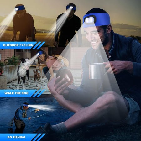 Fascia lampada frontale ricaricabile tramite USB, 3 modalità di illuminazione