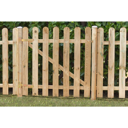 Cancello Steccato In Legno Recinzione 100 X 80 Cm 6 Lamelle 15X90 Mm In Pino Impregnato