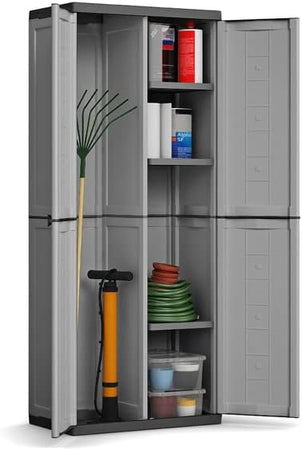Armadio Portascope Keter Jolly Esterno Interno 68X39X166 Cm Grigio Con Ripiani Regolabili