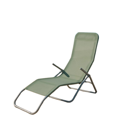 Sedia Sdraio Chaise Longue Riviera – Struttura In Acciaio E Textilene Verde – 140X60X96 Cm