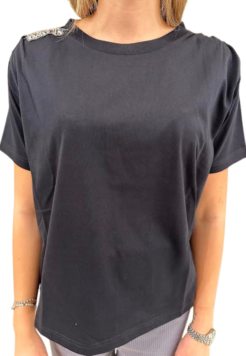 Liviana Conti T-SHIRT ELETTRA Donna CON DETTAGLIO GIOIELLO da donna