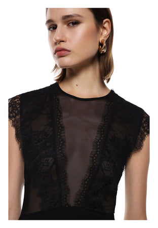 IMPERIAL Body in tulle con inserti in pizzo e scollo tondo Donna Imperial da donna