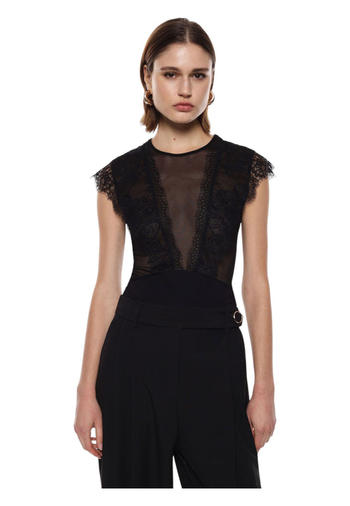 IMPERIAL Body in tulle con inserti in pizzo e scollo tondo Donna Imperial da donna