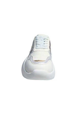 TWINSET MILANO Scarpe Donna Twinset Milano Sneakers Running bianco/argento, con logo e fantasia da donna