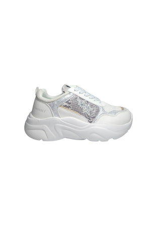 TWINSET MILANO Scarpe Donna Twinset Milano Sneakers Running bianco/argento, con logo e fantasia da donna