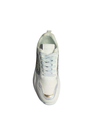 TWINSET MILANO Scarpe Donna Twinset Milano Sneakers Running bianco/argento, con logo e fantasia da donna