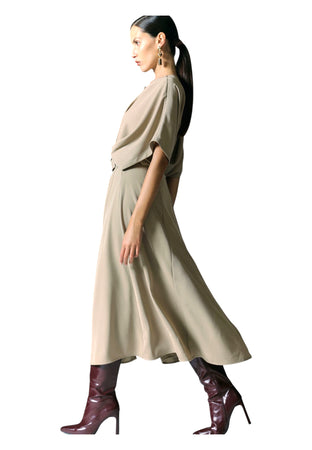 IMPERIAL Abito lungo elegante con cintura in vita e spacco laterale Donna Imperial da donna