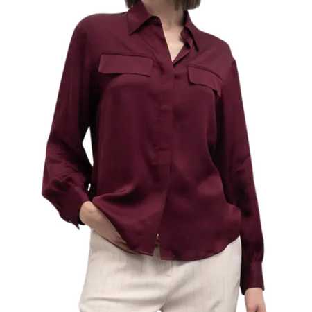 GOA GOA Goa Goa Camicia in raso di viscosa modello Semys colore bordeaux con bottoni nascosti da donna