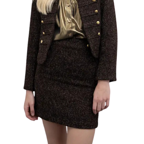 GOA GOA Goa Goa Gonna corta in tweed misto lana modello Anarky colore marrone lurex da donna