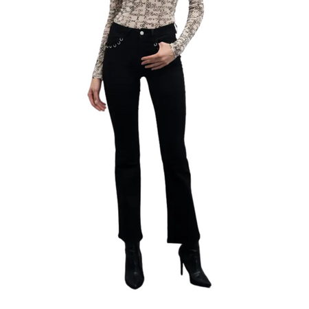 GOA GOA Goa Goa Jeans flare elasticizzato modello Roka colore nero con occhielli metallici da donna