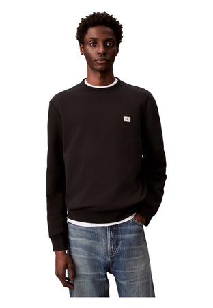 CALVIN KLEIN JEANS Felpa In Spugna Di Cotone Con Badge Uomo Calvin Klein Jeans da uomo