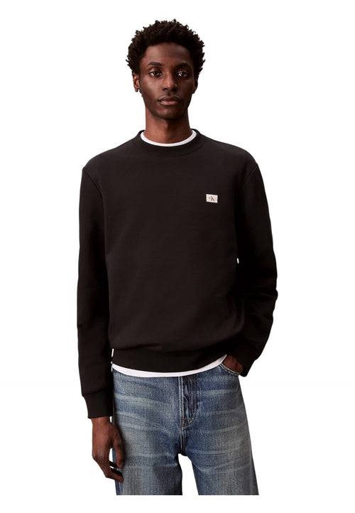 CALVIN KLEIN JEANS Felpa In Spugna Di Cotone Con Badge Uomo Calvin Klein Jeans da uomo
