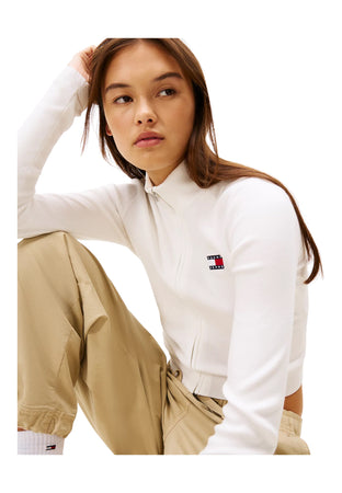 TOMMY HILFIGER JEANS Felpa slim fit con zip e distintivo Tommy Donna Tommy Hilfiger Jeans da donna