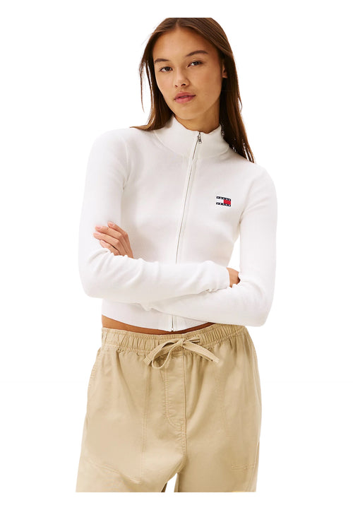TOMMY HILFIGER JEANS Felpa slim fit con zip e distintivo Tommy Donna Tommy Hilfiger Jeans da donna