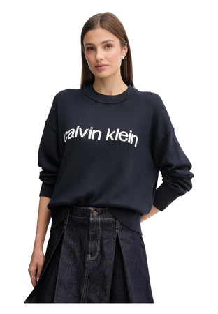 CALVIN KLEIN JEANS Maglione Con Logo In Cotone Donna Calvin Klein Jeans da donna