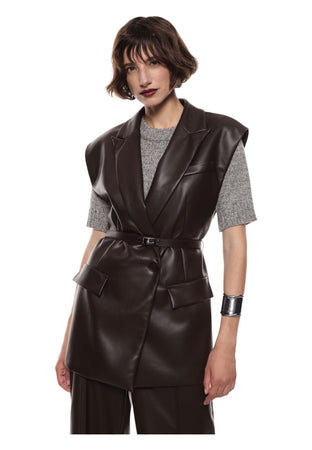 IMPERIAL Gilet in similpelle con cintura e tasche laterali Donna Imperial da donna