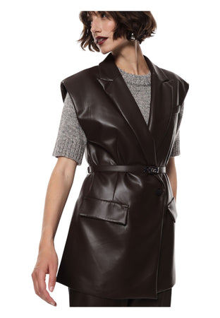IMPERIAL Gilet in similpelle con cintura e tasche laterali Donna Imperial da donna
