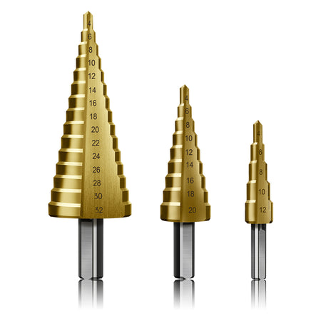 Fresa Conica A Gradini Hss In Set 3 Pezzi - Uniko