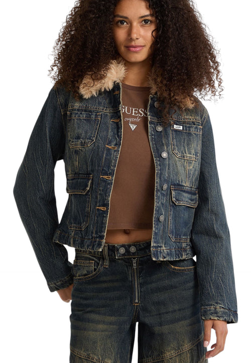 GUESS ORIGINALS Giacca in jeans con pelliccia sintetica Donna Guess Originals da donna