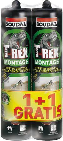 Soudal Adesivo Di Montaggio ''T-Rex 1+1 Omaggio'' Effetto Ventosa Gr. 380 - Bianco 6.00 Pz