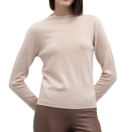 GOA GOA Goa Goa maglia girocollo beige ultrasoft 100% lana modello Dolores con maniche lunghe da donna