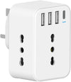 Adattatore Presa Inglese a Spina Italiana Adattatore con 3 Presa Schuko & 4 USB