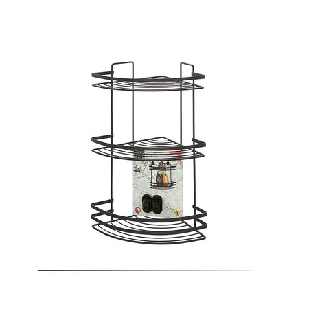 Mensola Doccia Angolare 3 Ripiani In Acciaio Nero Opaco Linea Cover Black Feridras