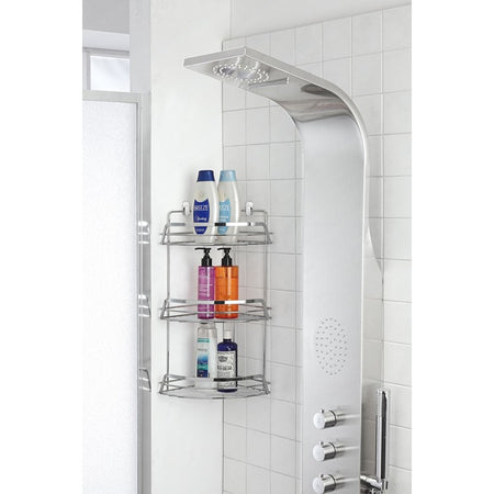 Mensola Portaoggetti Doccia Angolare 3 Ripiani In Acciaio Cromato Lucido Linea Francy 2.0 Feridras