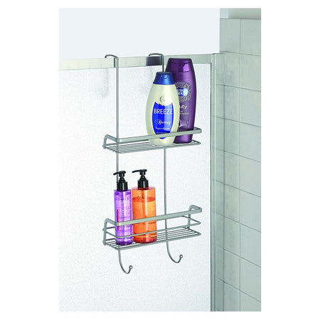 Mensola Portaoggetti Doccia 2 Ripiani Con Gancio Superiore Acciaio Cromato Satinato Antiruggine Linea Linda 2.0 Feridras
