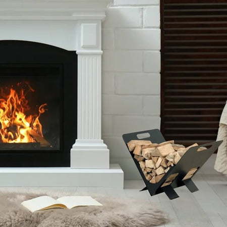 Portalegna Moderno Per Camino Cm 38X30X27H - Made In Italy