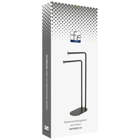 Piantana Portasciugamani A Due Bracci Con Base Ovale In Acciaio Nero Opaco Feridras