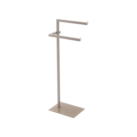 Piantana Portasciugamani Tortora In Acciaio Con Base In Vetro Temperato 20X86,5X28 Cm Feridras