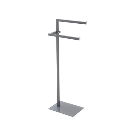 Piantana Portasciugamani Grigia In Acciaio Con Base In Vetro Temperato 20X86,5X28 Cm Feridras