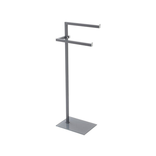 Piantana Portasciugamani Grigia In Acciaio Con Base In Vetro Temperato 20X86,5X28 Cm Feridras