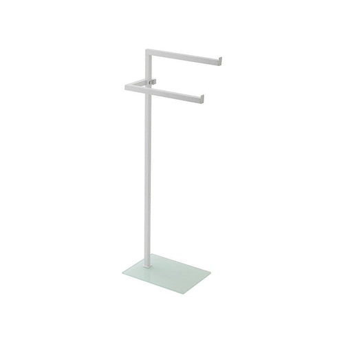 Piantana Portasciugamani Bianca In Acciaio Con Base In Vetro Temperato 20X86,5X28 Cm Feridras