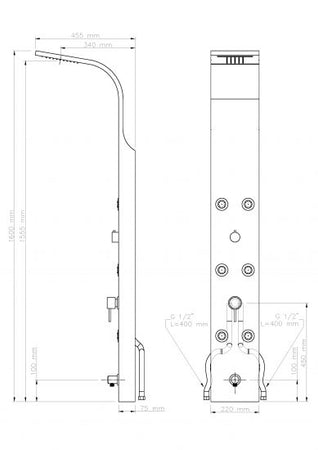 Parete Attrezzata Multifunzione Mod. Vittoria Con Led- Acciaio Inox Lucidato- Metaf- Pezzi 1
