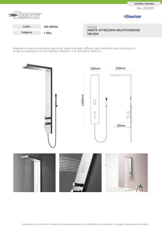 Parete Attrezzata Multifunzione Mod. Meleda- Acciaio Inox Lucidato- Dh- Pezzi 1