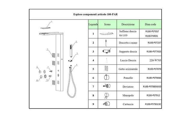 Parete Attrezzata Multifunzione Mod. Rodi- Acciaio Inox Luc. Senza Led- Dh- Pezzi 1