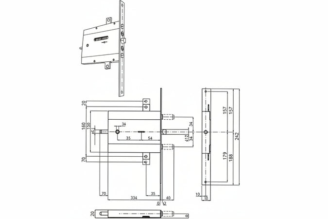 Serratura Triplice Da Infilare Per Porte Blindate Doppia Mappa 133Y5- - Mm.65 Sx (Y133Y565280) - 1 Pezzi Yale