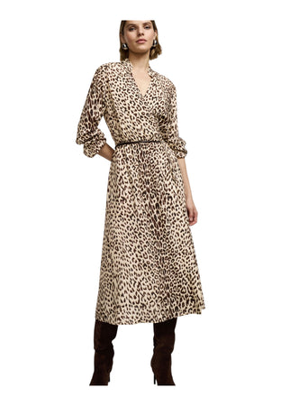 PLEASE Abito midi stampa animalier con cintura Donna Please da donna